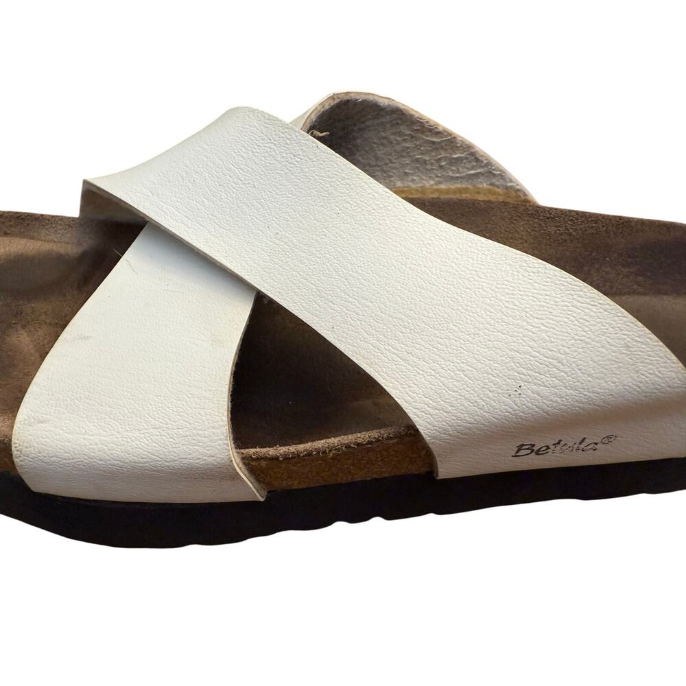 Betula by Birkenstock Leather Criss Cross Slide Sandals Women’s Size 9 White - Picture 8 of 11